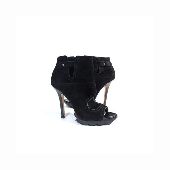 CAMILLA SKOVGAARD Cutout Booties Black SAW SOLE Leather Heels Womens Size 9 - Picture 5 of 11